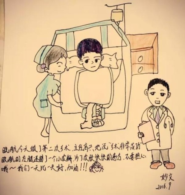 画漫画鼓励断腿男孩治疗 郑州美女护士爆红3.jpg